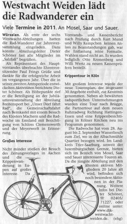 Pressebericht vom 26.02.2011 in der AZ