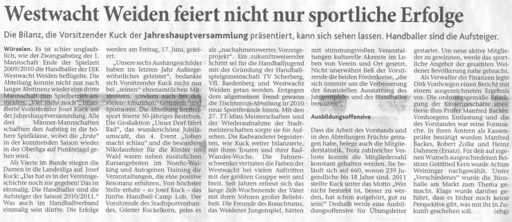 Westwacht Weiden feiert nicht nur sportliche Erfolge