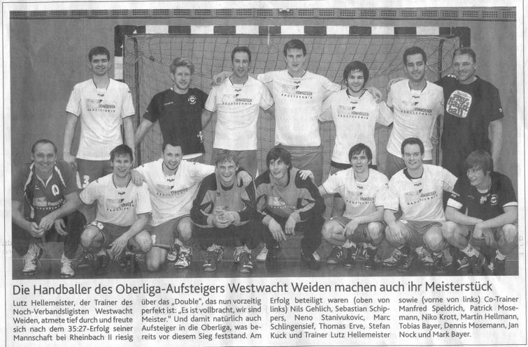 Westwacht-Handballer jetzt auch Meister der Verbandsliga