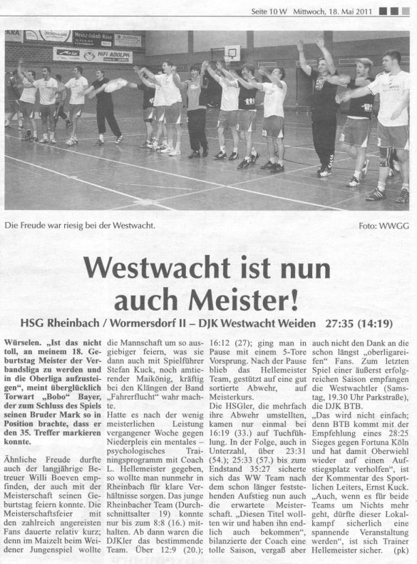 Westwacht ist jetzt auch Meister