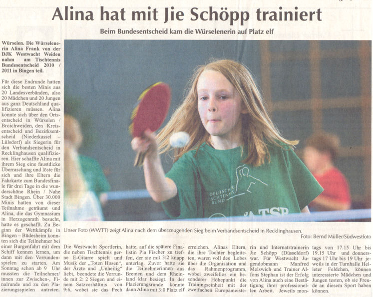 Alina hat mit Jie Schöpp trainiert