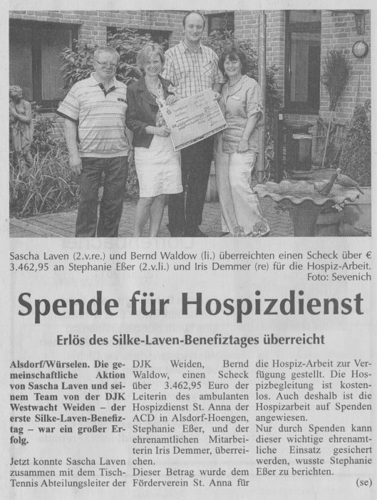 Spende für Hospizdienst