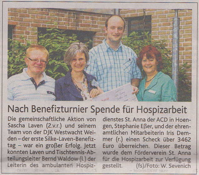 Spende für Hospizarbeit