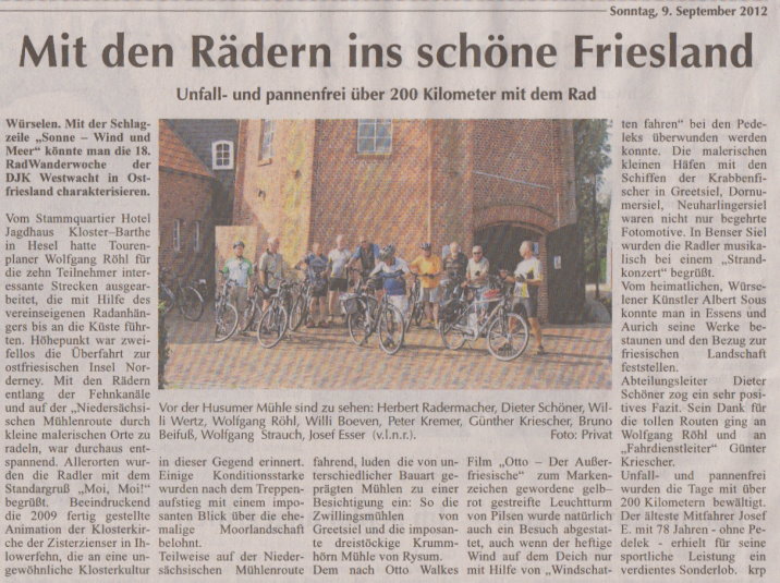 Radwanderwoche 2012