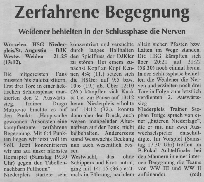 Zerfahrene Begegnung