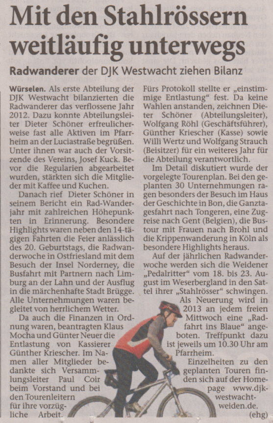 Jahresversammlung der RadWanderabteilung