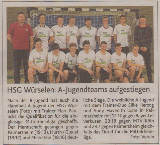 A-Jugendteams der HSG aufgestiegen
